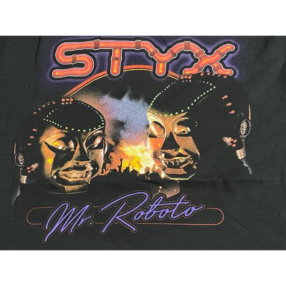 STYX Mr. Roboto Band T-Shirt Size XL Double-Sided Y2K Graphic Tee Domo Arigato - Picture 5 of 10